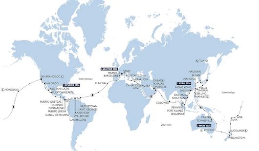 L'itinéraire MSC World Cruise 2026 Crédit images MSC